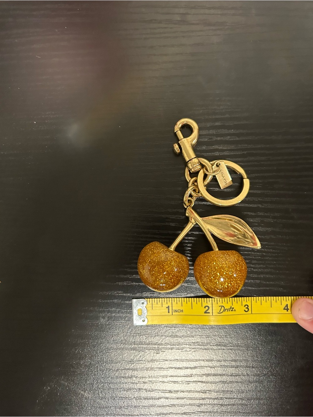 Coach❤️Gold-tone Glitter Golden Cherry Keychain Charm - Picture 2 of 7